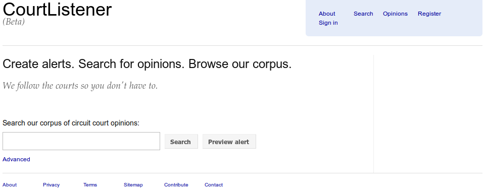 Screenshot of CourtListenter from 2010